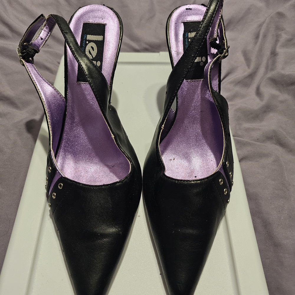 Lei Black and Purple Slingback Heels